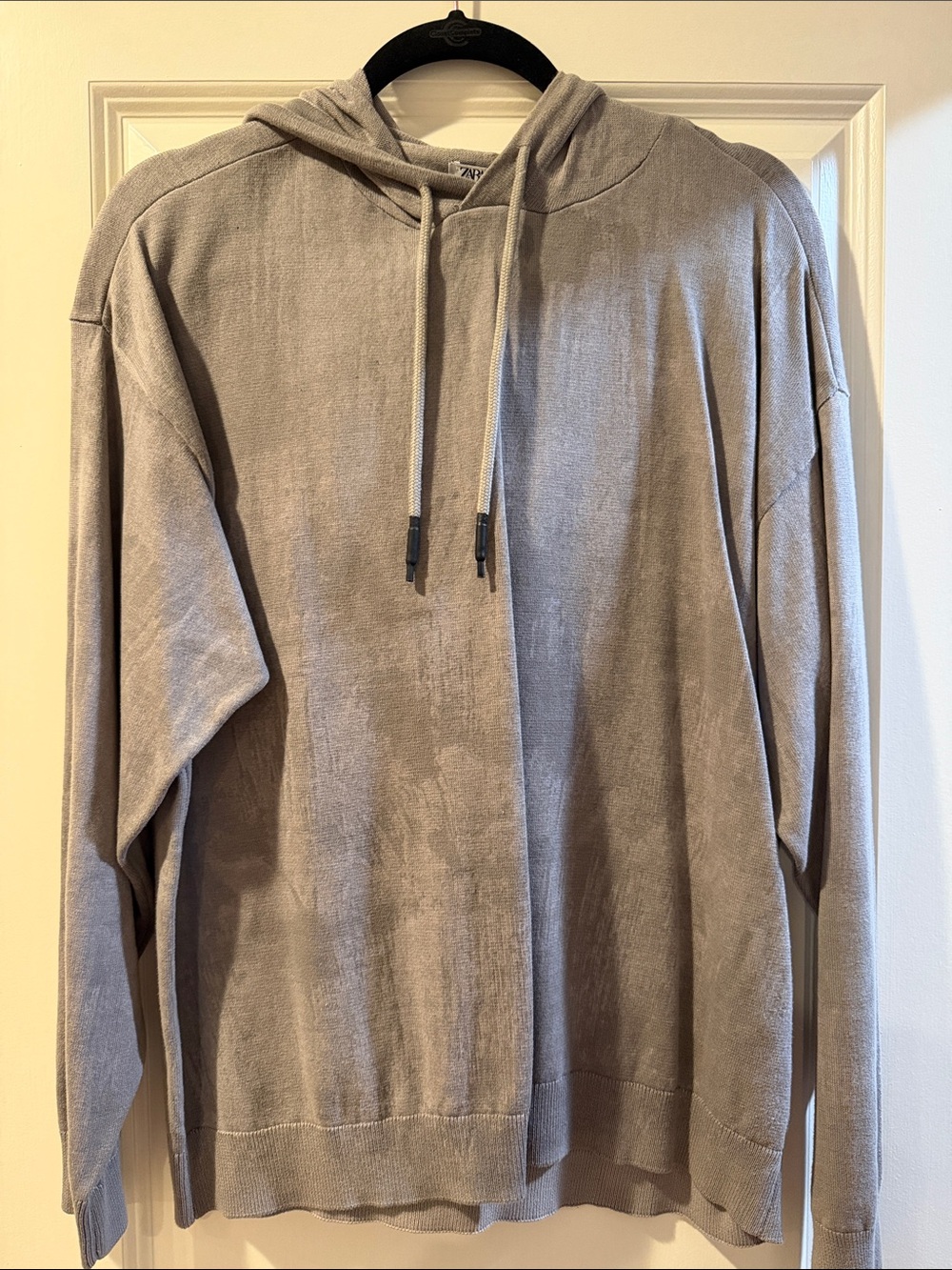 Zara Men's Taupe Hooded Long-Sleeve Pullover